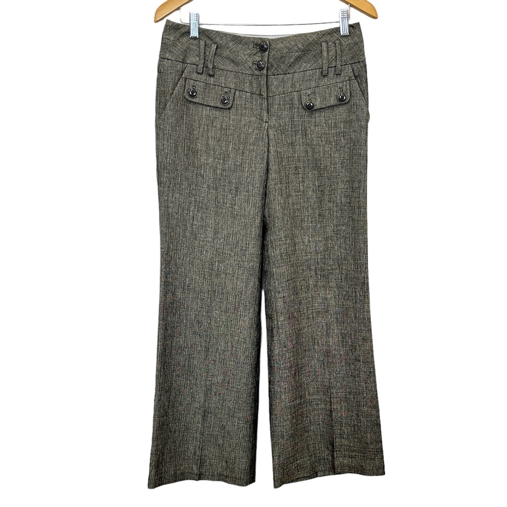 Anthropologie Elevenses Brown Tweed Wide Leg Pants Cuffed Academia Women’s Sz 4‎
